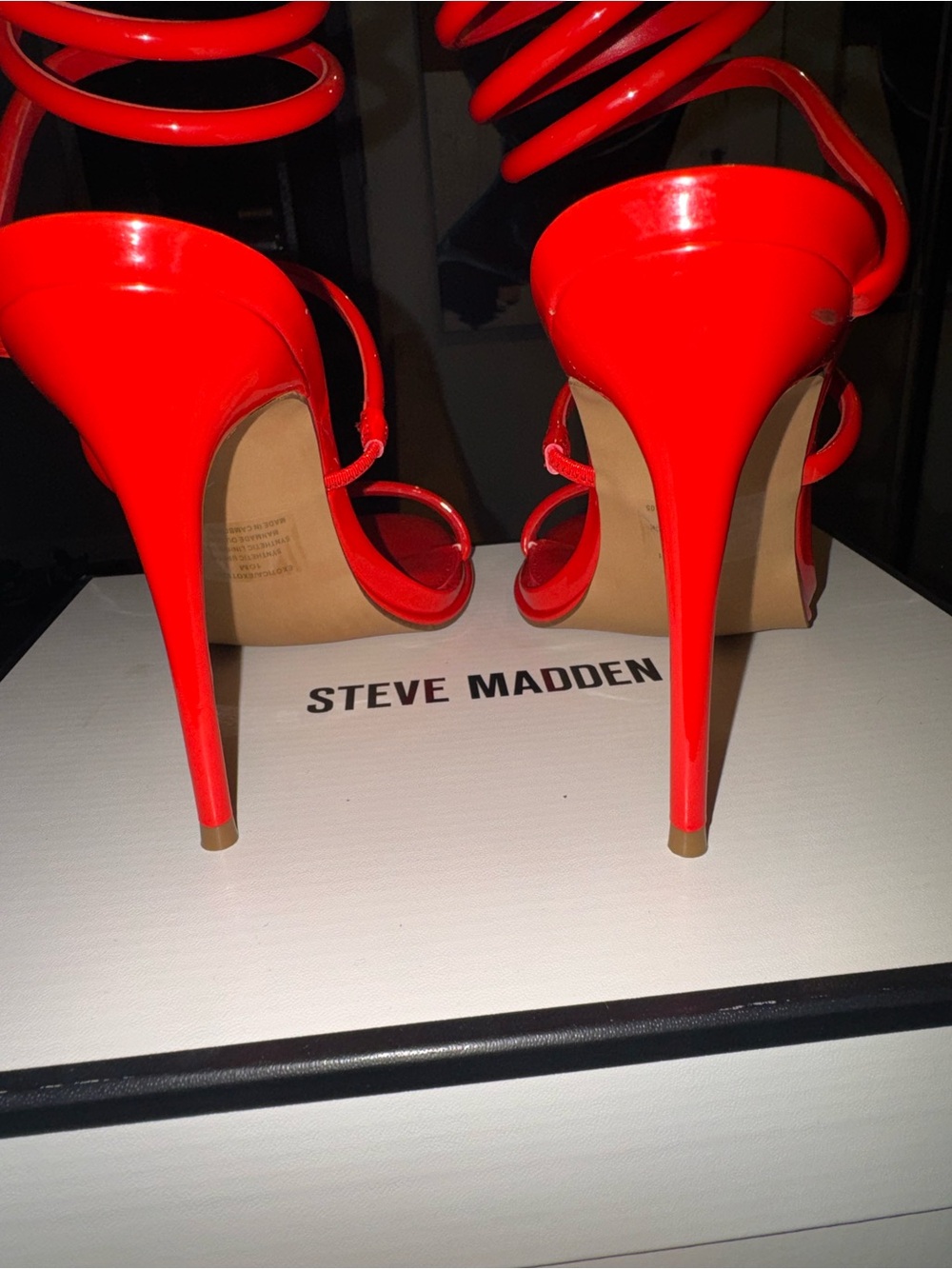 Steve Madden Red Spiral Wrap Stiletto Sandals